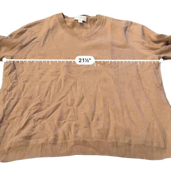 John W. Nordstrom 100% Cashmere Tan Long Sleeve V Neck Pullover Sweater Sz L - Picture 9 of 10